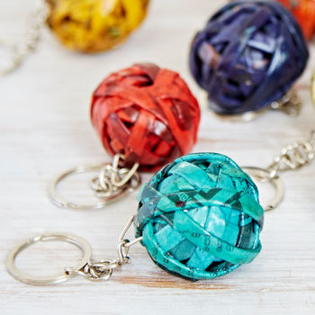 Colourful Recycled Newspaper Ball Keyring, 2 of 6