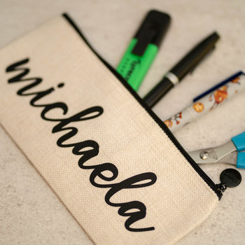 Personalised Linen Pencil Case/ Make Up Bag, 3 of 7