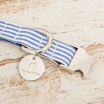 The Chichester Blue And White Striped Dog Collar, 2 of 7