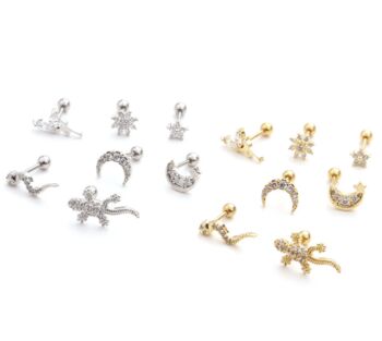 Screw Back Gold And Silver Stud Earring For Her, 8 of 9