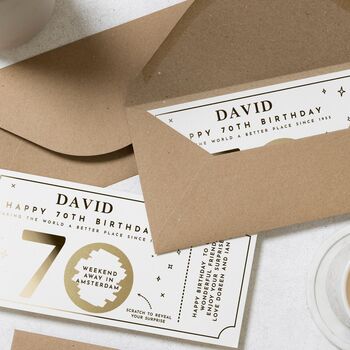 Personalised 70th Birthday Scratch Gift Voucher For Him, 8 of 9