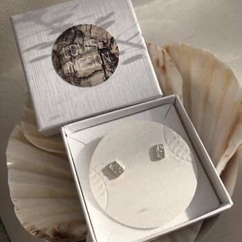 Small Square Textured Studs, 5 of 7