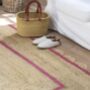 Scallop Edged Jute Rug With Pink Stripe, thumbnail 3 of 4