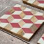 Set Of Four Pink Patterned Coasters, thumbnail 2 of 3