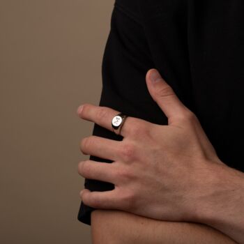 Engraved Initial Signet Ring In Silver Or Gold, 3 of 11