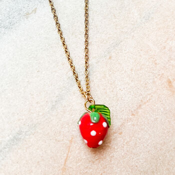 Glass Bead Fruit Charm Necklace, 3 of 3