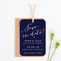 Navy And Blush Save The Date With Gold Gems, thumbnail 1 of 4