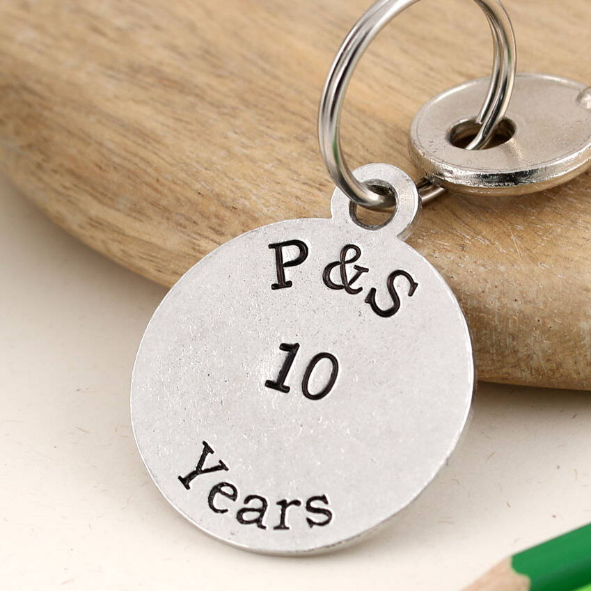 Image of Personalised Anniversary Year Round Pewter Keyring