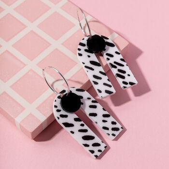 Sterling Silver Dalmatian Print Arch Statement Earrings, 2 of 5