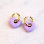Chunky Huggie Hoop Heart Earrings In Pastel Colours, thumbnail 3 of 5