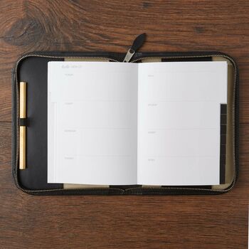 Debonaire Noir Leather Zip Case Planner Diary Journal, 3 of 7