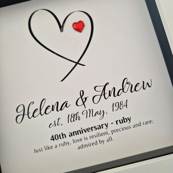 Personalised 40th Anniversary Gift Ruby Heart, 4 of 7