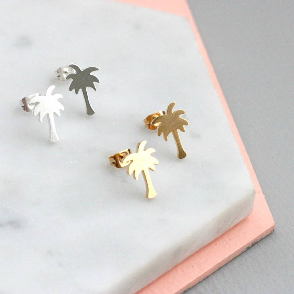 Tropical Palm Tree Studs By Little Nell Notonthehighstreet Tropical Palm Tree Studs