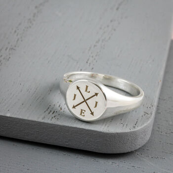 Family Initials Personalised Silver Signet Ring, 7 of 10