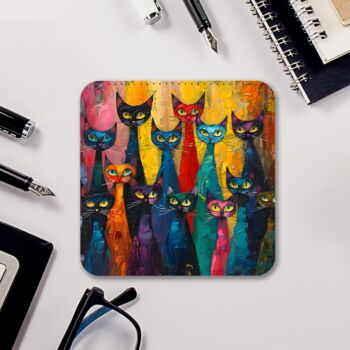 Mystic Felines Set Of Four Pu Leather Coasters, 7 of 8