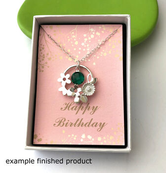 February Birthstone And Flower Sterling Silver Necklace, 9 of 9