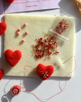 The Mini Beaded Felt Heart Kit, 3 of 12