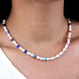 Freshwater Pearl And Rainbow Flower Bead Necklace, thumbnail 1 of 8