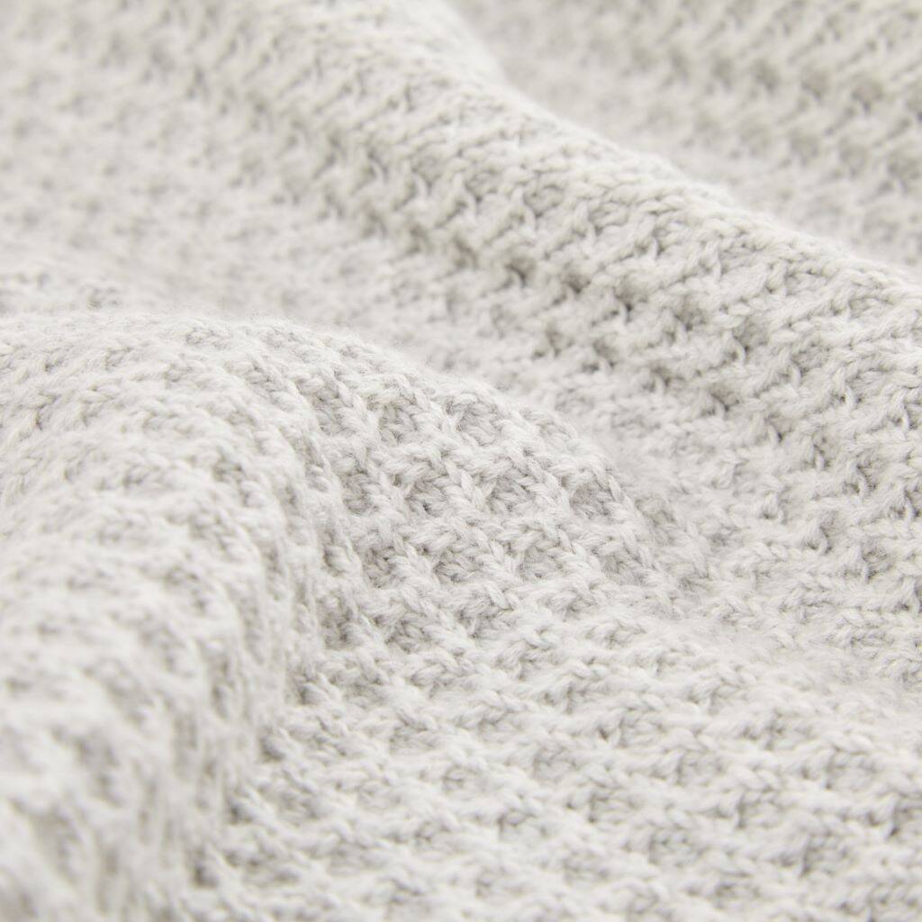 Personalised Grey Cashmere Blend Blanket With Pom Poms By My 1st Years