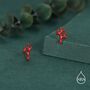 Sterling Silver Asymmetric Red Coral Branch Stud Earrings, thumbnail 5 of 12