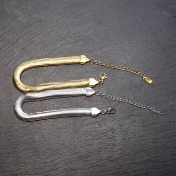 Luxury Snake Chain Bracelet Gold Or Silver Adjustable, 9 of 12