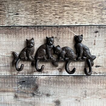 Cute Clowder Of Cats Wall Coat Hook Pair, 6 of 6