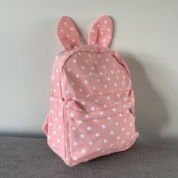 Personalised Childrens Polka Dot Bunny Backpack, 4 of 7