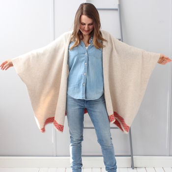 Oatmeal Knitted Lambswool Blanket Cardigan, 5 of 9