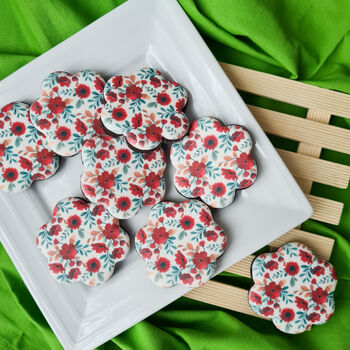 Red Floral Luxury Biscuits Gift Box, Eight P Ieces, 6 of 8