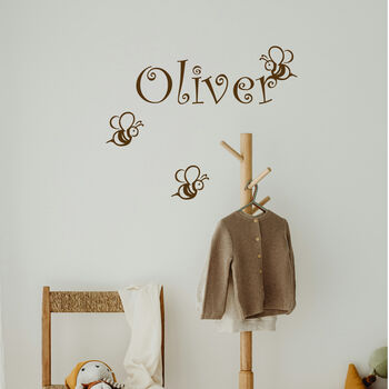 Personalised Name And Bees Nursery Wall Sticker, 2 of 4