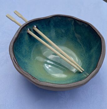 Handmade Ceramic 'Super Noodle' Bowl With Chopsticks, 7 of 8