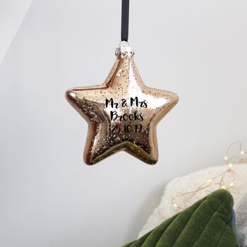 Mr And Mrs Glass Star Christmas Bauble Decoration, 5 of 8