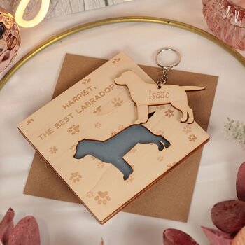 Dog Breed Wooden Birthday Card With Keyring, 5 of 6