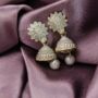 Small Green Intricate Floral Colourful Boho Jhumkis, thumbnail 3 of 10