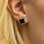 Black Four Leaf Clover Earrings, thumbnail 3 of 4