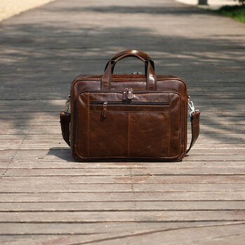 Genuine Leather Briefcase With Luggage Strap, 2 of 12