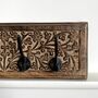 Entryway Wall Hooks Wrought Iron On Carved Mangowood, thumbnail 3 of 6