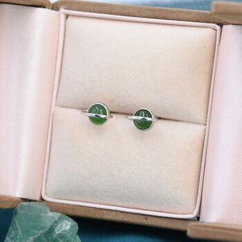 Genuine Jade Crystal Planet Stud Earrings, 8 of 12