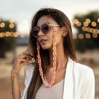 Glasses Chain Peach And Salmon Chunky Acrylic Chain, 5 of 7