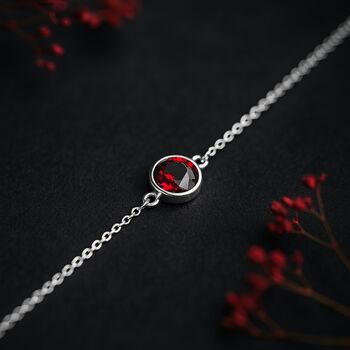 Sterling Silver July Ruby Birthstone Bracelet, 2 of 6