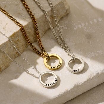 Personalised Men's Mini Quote Circle Necklace, 2 of 8