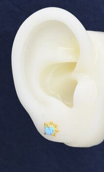 Sterling Silver Blue Opal Crown Stud Earrings, 5 of 12