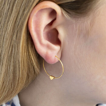 Tiny Gold Plated Heart Hoop Earrings, 4 of 11