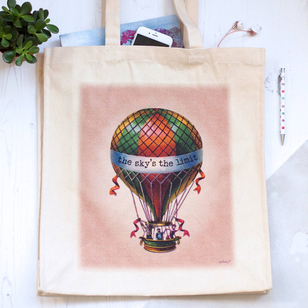 hot air balloon sky's the limit tote bag by arbee