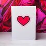 Pink Glowing Love Heart Valentine's Card, thumbnail 1 of 6