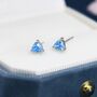 Trillion Cut Aquamarine Blue Cz Stud Earrings, thumbnail 5 of 11