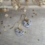 Blue Floral Ceramic Heart Earrings Dainty Handmade Earrings, thumbnail 2 of 7
