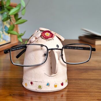 Bees Handmade Pottery Glasses Holder. Bumblebees And Flowers Design, 2 of 6