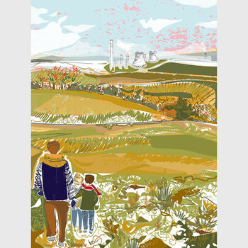Wittenham Clumps Father And Children Print, 2 of 8