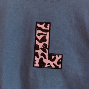 Personalised Embroidered Animal Print Blue Sweatshirt, 5 of 5